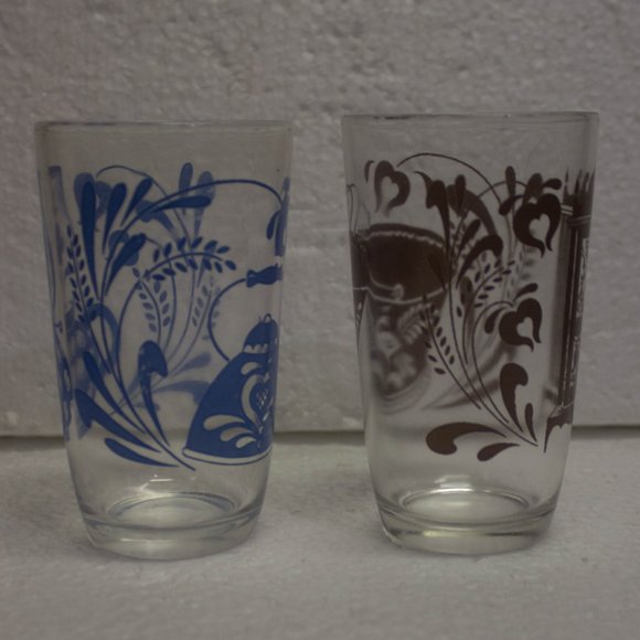 Vintage Set of 2 Swanky Swig Antique Pattern Juice Glasses 4 Ounce Kraft - Picture 4 of 5